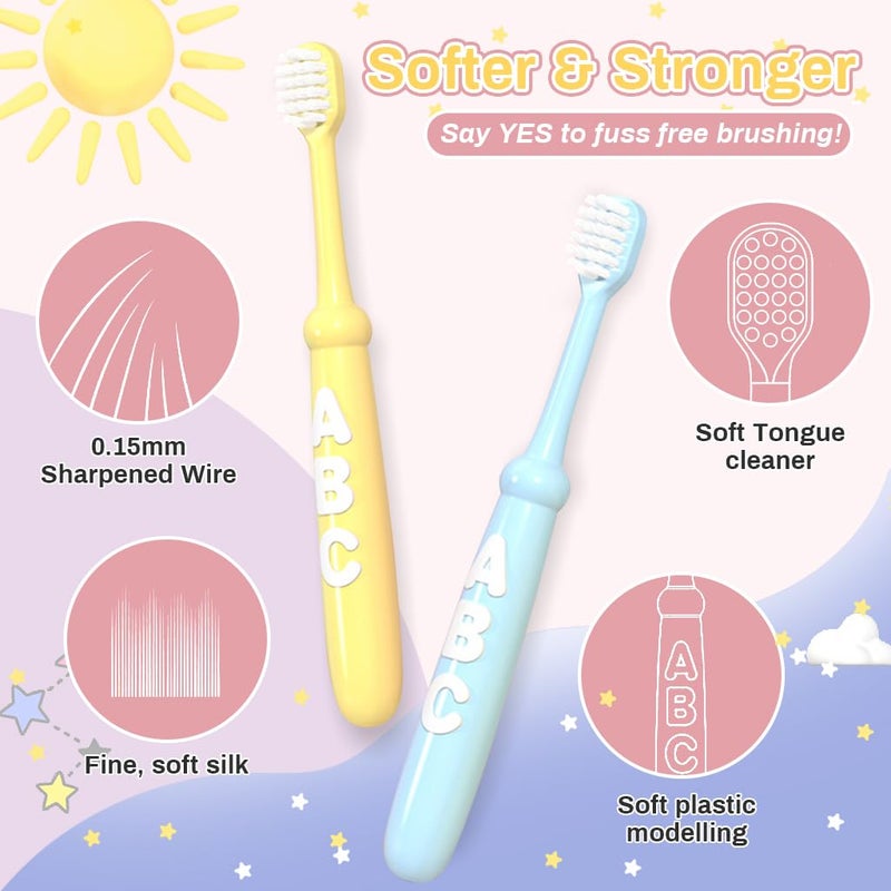 Hannea فرشاة أسنان HANNEA® للأطفال 10 قطع بشعيرات ناعمة فرشاة أسنان ملونة للأطفال مقبض مطاطي فرشاة أسنان للأطفال من 6-12 سنة للأولاد والبنات - Image 2