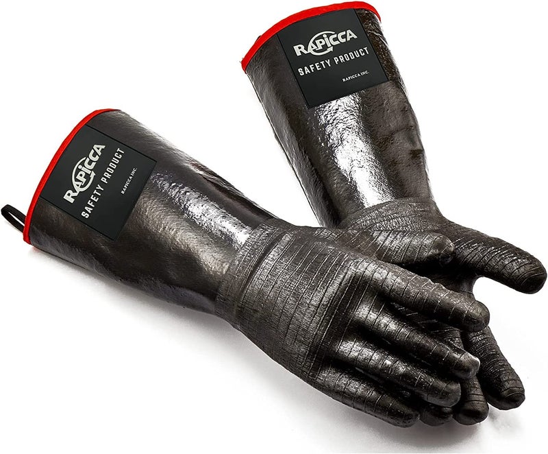 RAPICCA RAPICCA 700F Heat Resistant BBQ Grill Gloves Oil Resistant Waterproof for Smoking Grilling Cooking Barbecue Deep Frying Turkey Rotisserie Handling Hot Greacy Meat Stocking Stuffers  Long Sleeve 