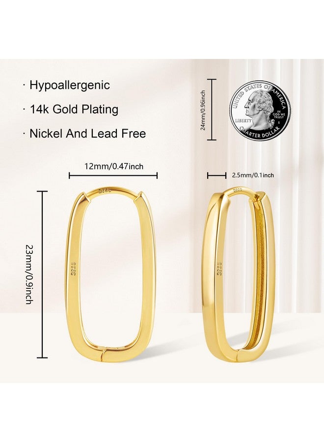 Alexcraft Hoop Earrings For Women 14K Gold Plated Geometric Huggie Hoop