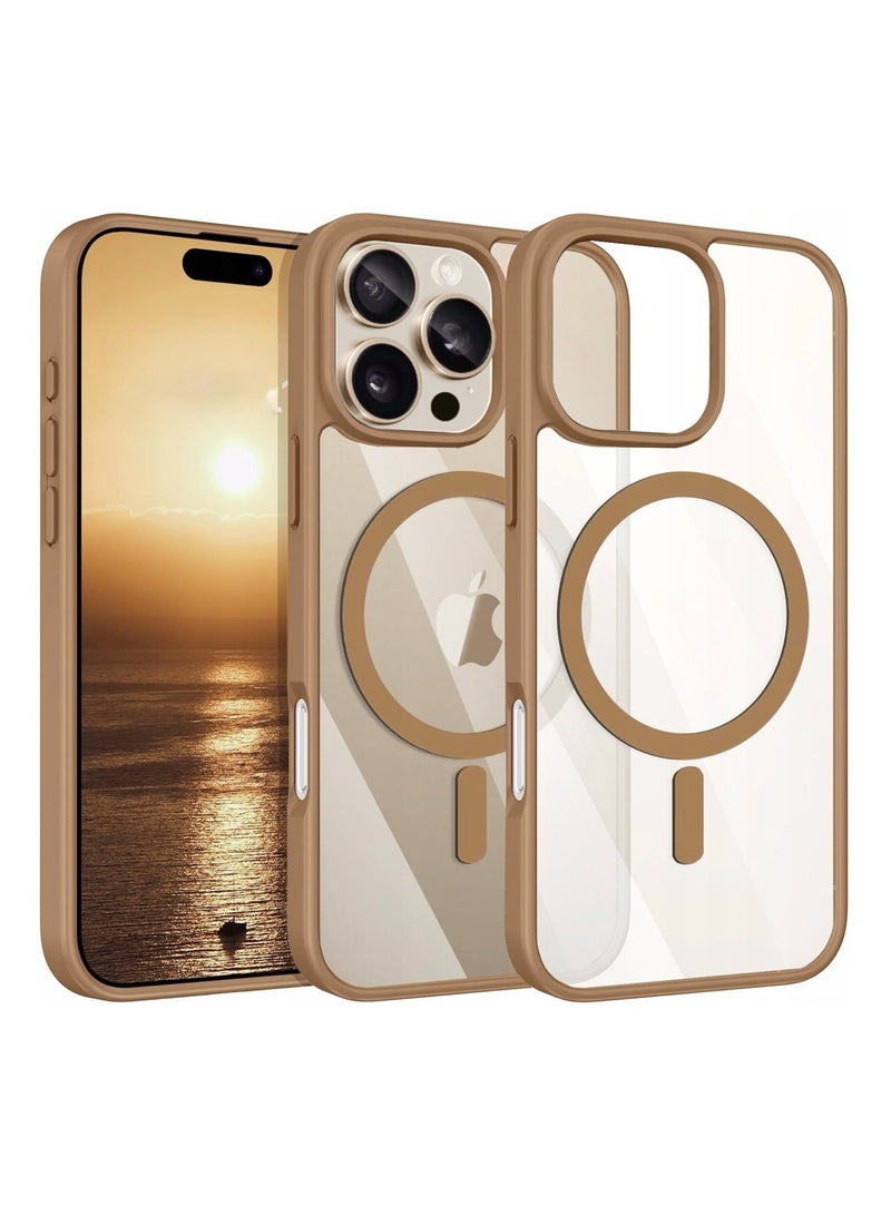 Denx Magnetic Case for iPhone 16 Pro Max 6.9inc  [Shockproof & Slim] Clear Hard Back Cover with high-Grade Protection | Titanium Gold - Image 1