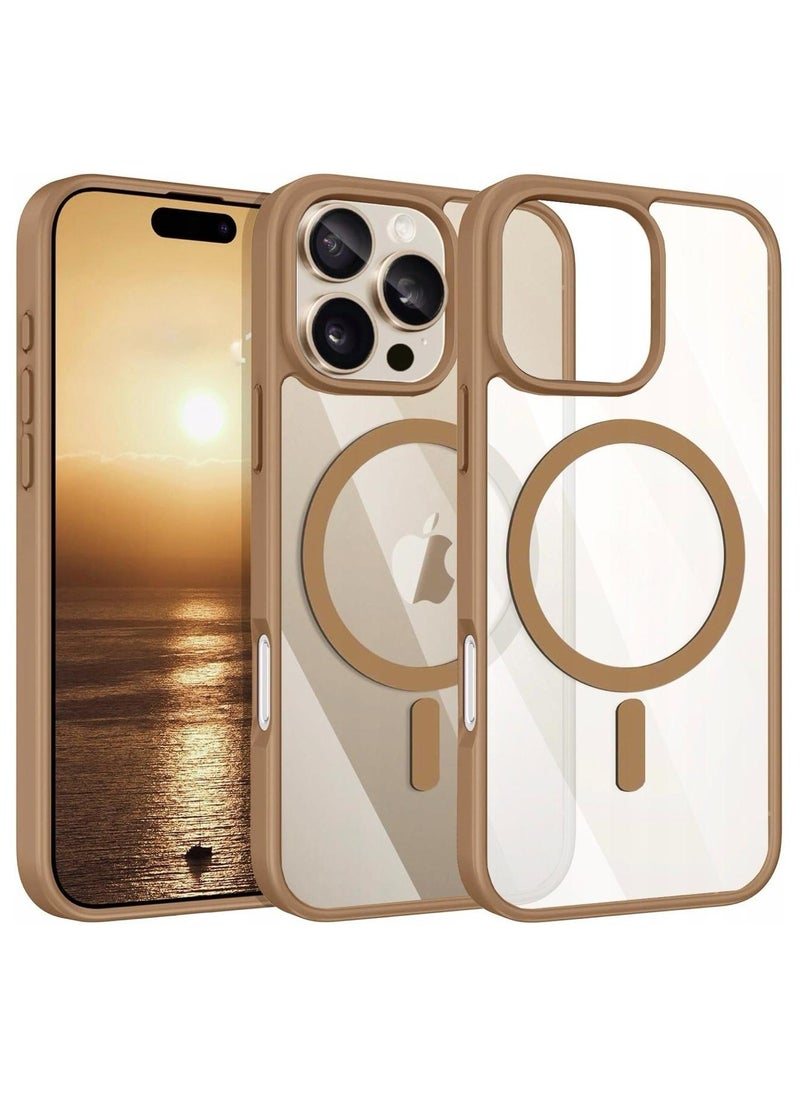 Denx Magnetic Case for iPhone 16 Pro Max 6.9inc  [Shockproof & Slim] Clear Hard Back Cover with high-Grade Protection | Titanium Gold - Image 1