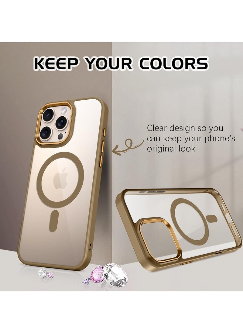 Denx - Magnetic Case for iPhone 16 Pro Max, Compatible iphone 16 Pro Max with MagSafe, Translucent Back Slim Shockproof Phone Cover (Desert Titanium) - Image 1