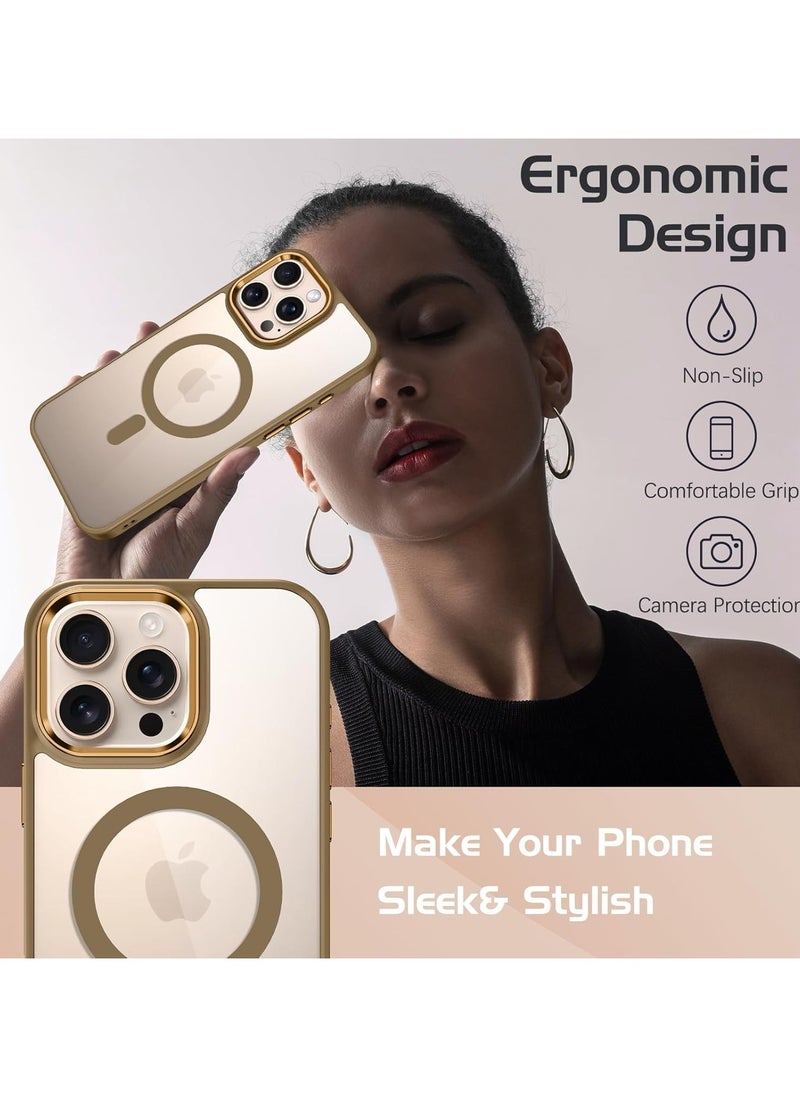Denx - Magnetic Case for iPhone 16 Pro Max, Compatible iphone 16 Pro Max with MagSafe, Translucent Back Slim Shockproof Phone Cover (Desert Titanium) - Image 1