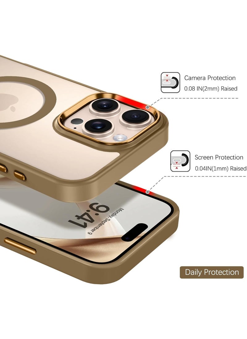 Denx - Magnetic Case for iPhone 16 Pro Max, Compatible iphone 16 Pro Max with MagSafe, Translucent Back Slim Shockproof Phone Cover (Desert Titanium) - Image 1