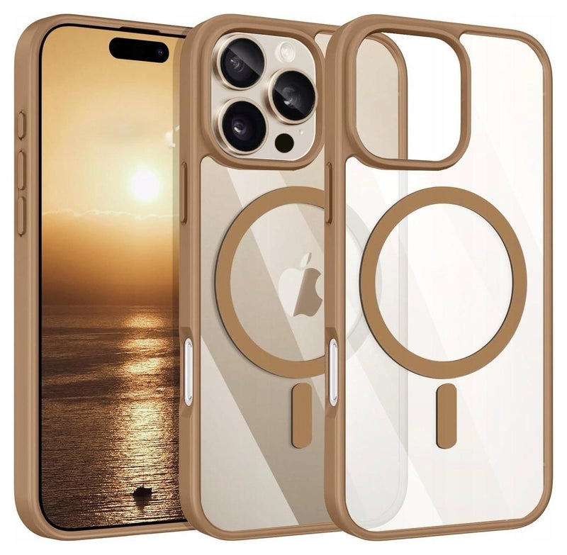 ACLIX Magnetic Case for iPhone 16 Pro Max 6.9inc  [Shockproof & Slim] Clear Hard Back Cover with high-Grade Protection | Titanium Gold - Image 1