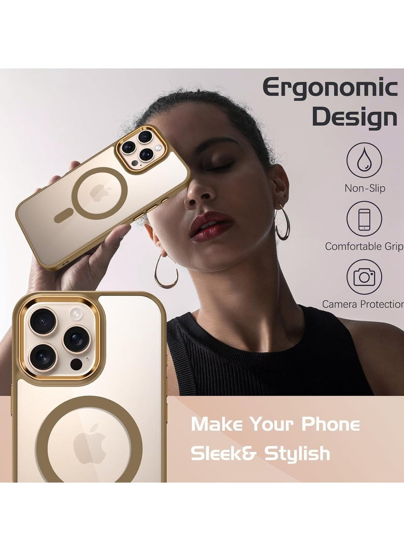 ACLIX Magnetic Case for iPhone 16 Pro Max 6.9inc  [Shockproof & Slim] Clear Hard Back Cover with high-Grade Protection | Titanium Gold - Image 4