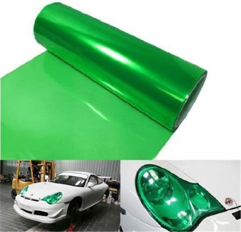 F & B LED LIGHTS 12 by 48 Inches Self Adhesive Headlight, Tail Lights, Fog Lights Tint Vinyl Film with Tools (Green) - Image 2