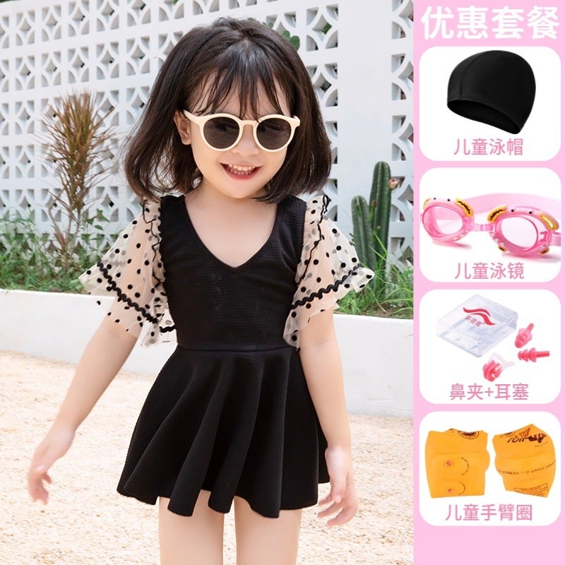 Children'S Swimsuit, Girl'S Summer, Big Kidsren'S Skirt, Princess, Cute Baby Girl'S One-Piece Lace Girl Student Swimsuit - Image 1