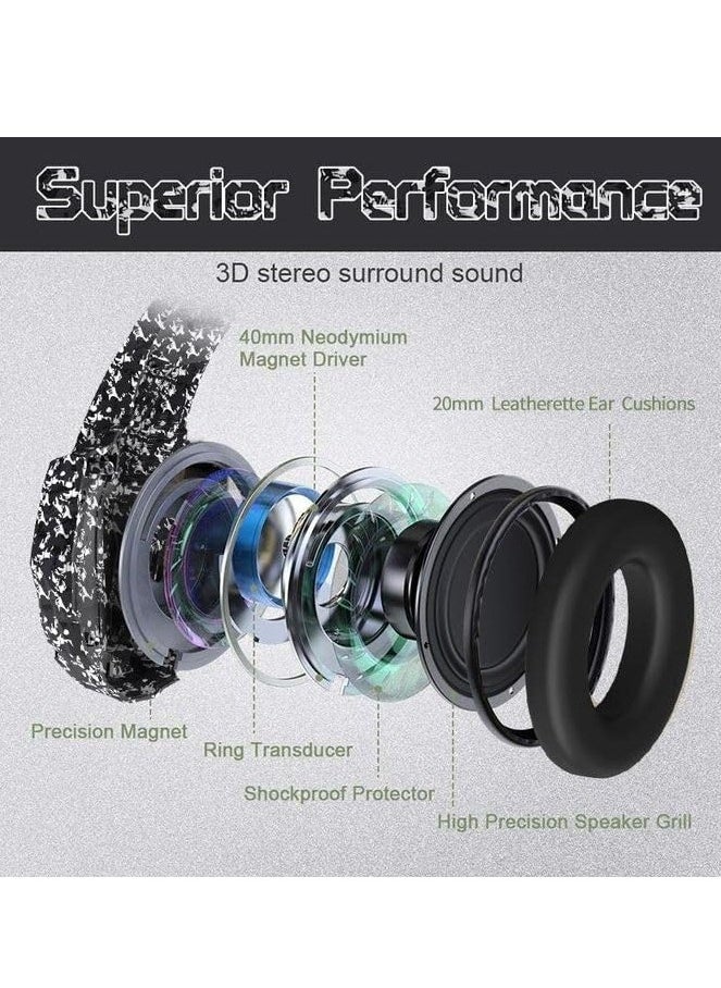 Python Fly G9000 PRO CC Gaming Headset - Stereo Sound - 120 degree swivel noise Reduction Mic. - Cool Light - 3.5mm + USB for Light , In-Line Controller - 50mm Unit - Comfort Ear Pads - For Xbox, PS 4/5, Mobile, PC . | Camouflage  - Image 3