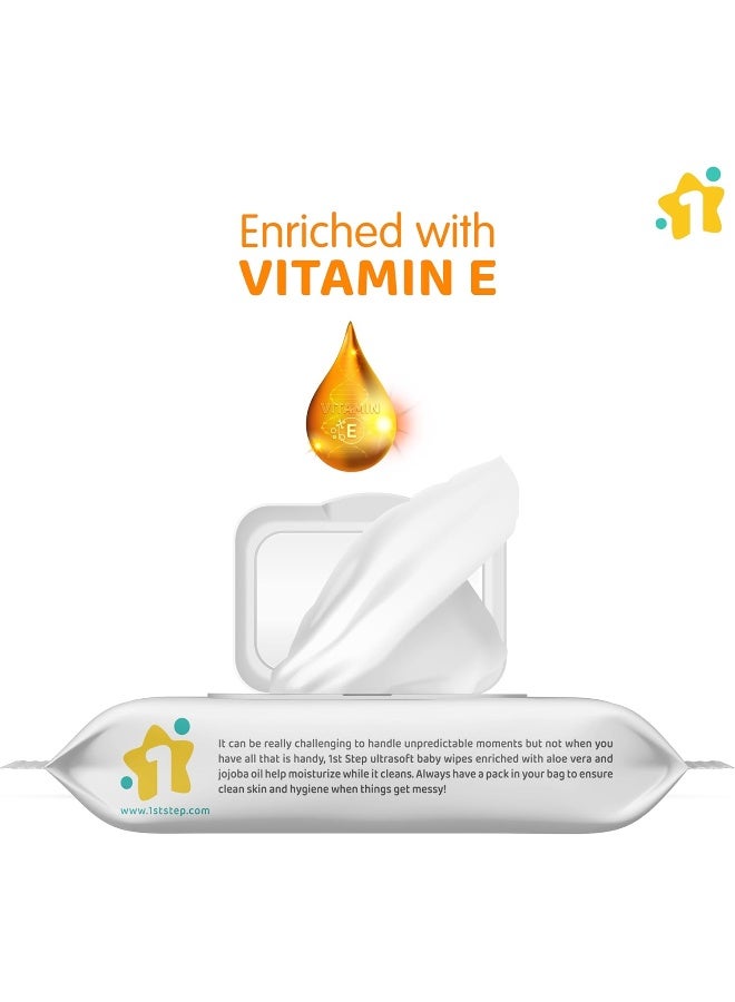 1st Step Baby Wipes with Lid Enriched and Aloe-Vera and Jojoba Oil  5 Packs = 360 Wipes - Image 3