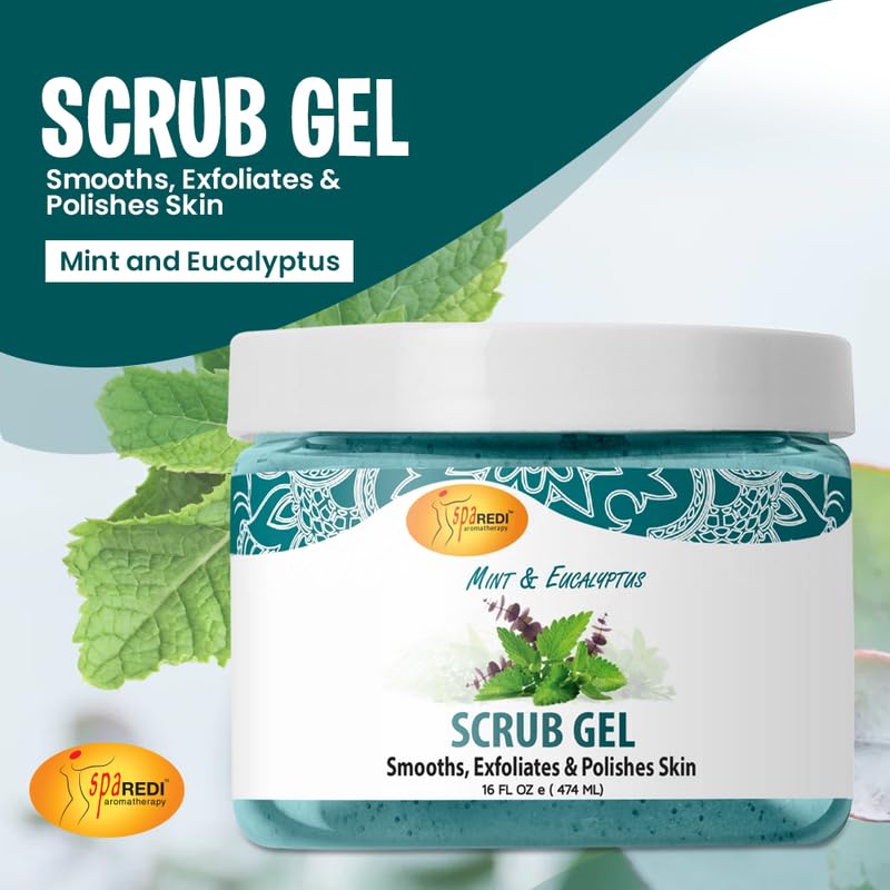 SPA REDI Exfoliating Scrub Pumice Gel Mint and Eucalyptus 16 oz Manicure Pedicure and Body Exfoliator Infused with Hyaluronic Acid Amino Acids Panthenol and Comfrey Extract - Image 2