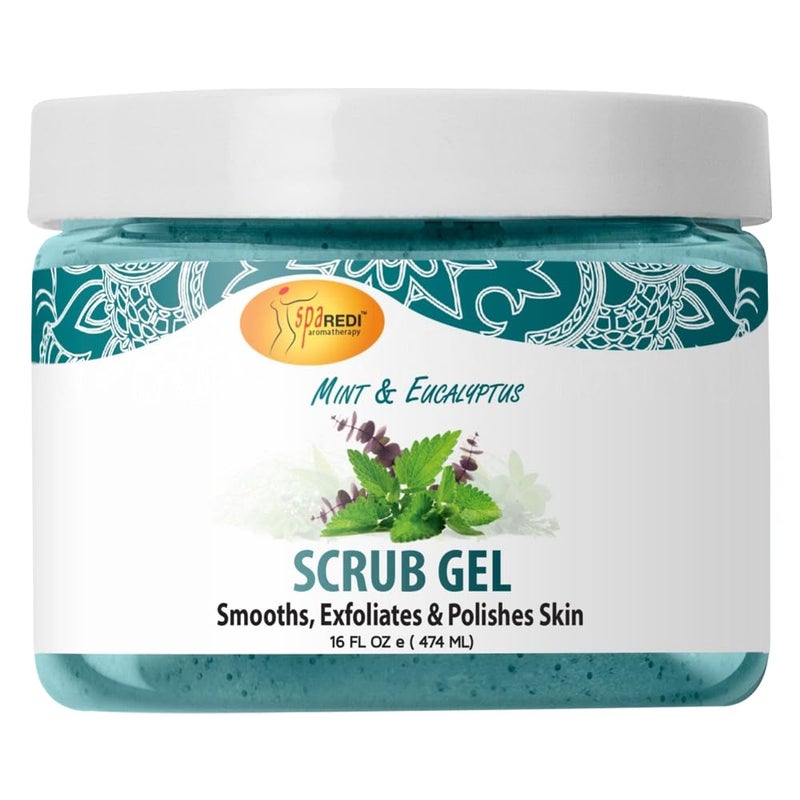 SPA REDI Exfoliating Scrub Pumice Gel Mint and Eucalyptus 16 oz Manicure Pedicure and Body Exfoliator Infused with Hyaluronic Acid Amino Acids Panthenol and Comfrey Extract - Image 1