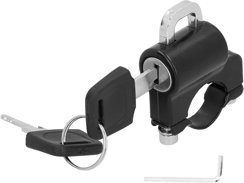woobles Motorcycle Helmet Lock Security Aluminum Alloy Iron Black Padlock 2Keys for 0.9‑1.1in Handlebar Universal Helmet Lock Anti Theft Helmet Lock Cable - Image 1