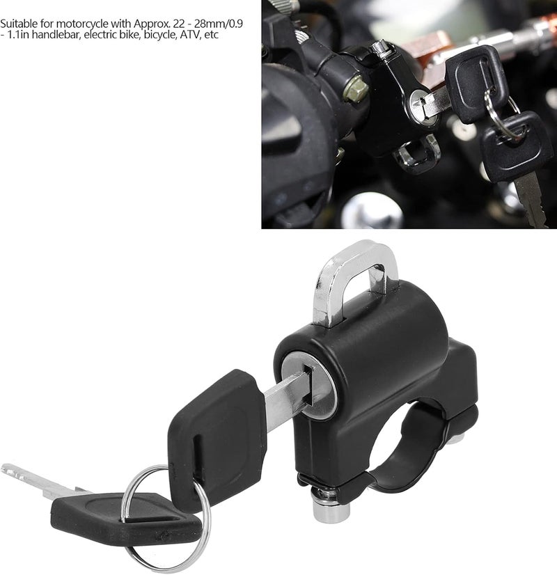 woobles Motorcycle Helmet Lock Security Aluminum Alloy Iron Black Padlock 2Keys for 0.9‑1.1in Handlebar Universal Helmet Lock Anti Theft Helmet Lock Cable - Image 4