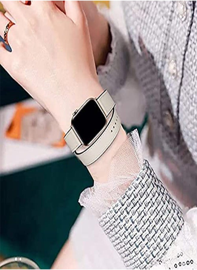 Ofrdncy - Ofrdncy Compatible for Apple Watch Band 49mm 46mm 45mm 44mm 42mm 41mm 40mm 38mm women, Genuine Leather Double Tour Designed Slim Apple Watch Strap for iWatch Ultra 2/1 Series 10 9 8 7 6 5 4 3 2 1 SE - Image 1