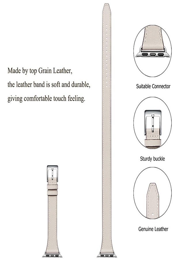 Ofrdncy - Ofrdncy Compatible for Apple Watch Band 49mm 46mm 45mm 44mm 42mm 41mm 40mm 38mm women, Genuine Leather Double Tour Designed Slim Apple Watch Strap for iWatch Ultra 2/1 Series 10 9 8 7 6 5 4 3 2 1 SE - Image 1