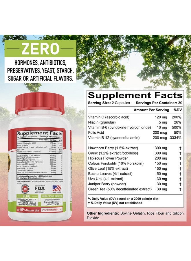 LegacyNutra Bp Rescue Blood Pressure Support Supplement Vitamins & Herbs To Help Circulation & Blood Flow Natural Blood Pressure Supplements With Hawthorn Berry Garlic Hibiscus In Capsules For Men & Women - Image 4
