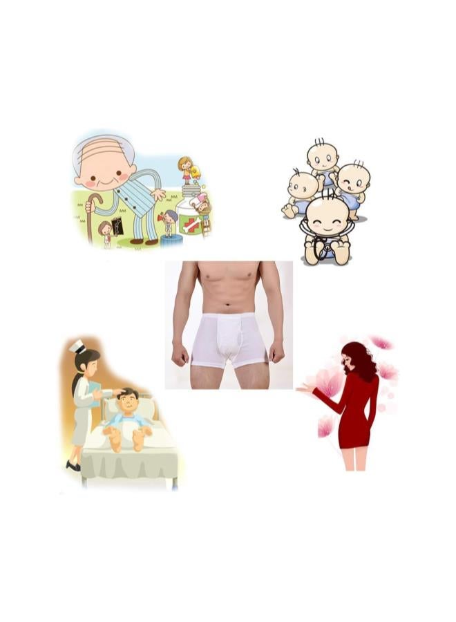 WYBOT Washable Urinary Incontinence Cotton Boxer Brief Underwear with Front Absorbent Area,L  - Image 3