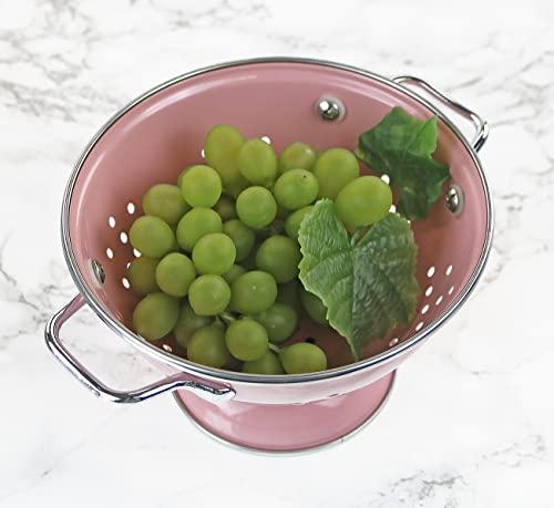 Reston Lloyd Calypso Basics Powder Coated Enameled Colander with Solid Base, Strainer Basket with Handles, for Pasta, Berries, Vegetables, Fruit, Gift Basket, Pink,1 Qt ( 32oz|0.94L) - Image 2