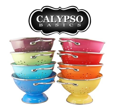 Reston Lloyd Calypso Basics Powder Coated Enameled Colander with Solid Base, Strainer Basket with Handles, for Pasta, Berries, Vegetables, Fruit, Gift Basket, Pink,1 Qt ( 32oz|0.94L) - Image 5