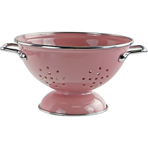 Reston Lloyd Calypso Basics Powder Coated Enameled Colander with Solid Base, Strainer Basket with Handles, for Pasta, Berries, Vegetables, Fruit, Gift Basket, Pink,1 Qt ( 32oz|0.94L) - Image 1