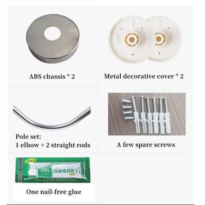 Stretchable Stainless L Shaped Bathroom Bathtub Corner Shower Curtain Rod Rack 60-80cm and 80-120cm,Drill Free Install, for Bathroom, Clothing Store, Private space - Image 5