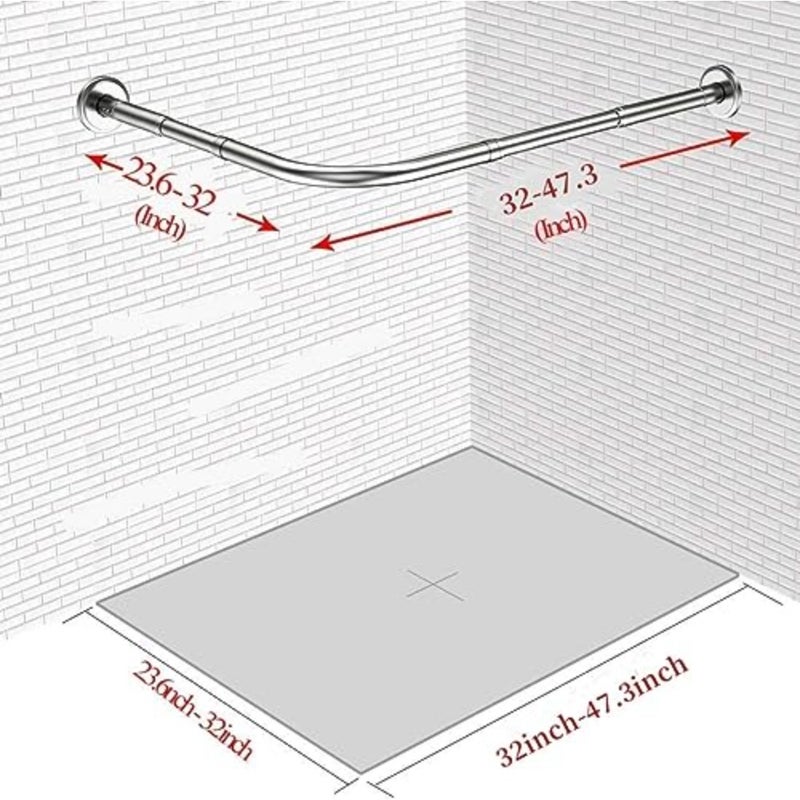 Stretchable Stainless L Shaped Bathroom Bathtub Corner Shower Curtain Rod Rack 60-80cm and 80-120cm,Drill Free Install, for Bathroom, Clothing Store, Private space - Image 4