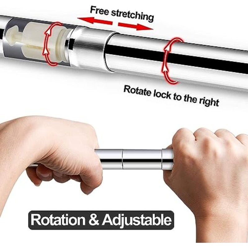 Stretchable Stainless L Shaped Bathroom Bathtub Corner Shower Curtain Rod Rack 60-80cm and 80-120cm,Drill Free Install, for Bathroom, Clothing Store, Private space - Image 3