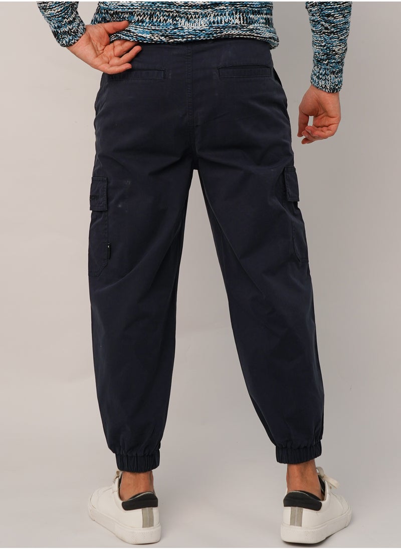 JACK & JONES - Men’s Wide Leg Button Secured Cargo Pants in Blue Indigo - Image 1