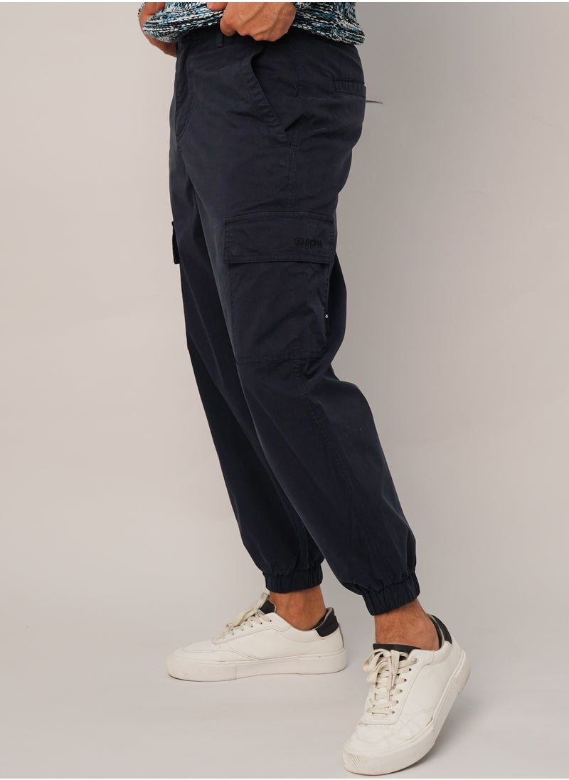 JACK & JONES - Men’s Wide Leg Button Secured Cargo Pants in Blue Indigo - Image 1