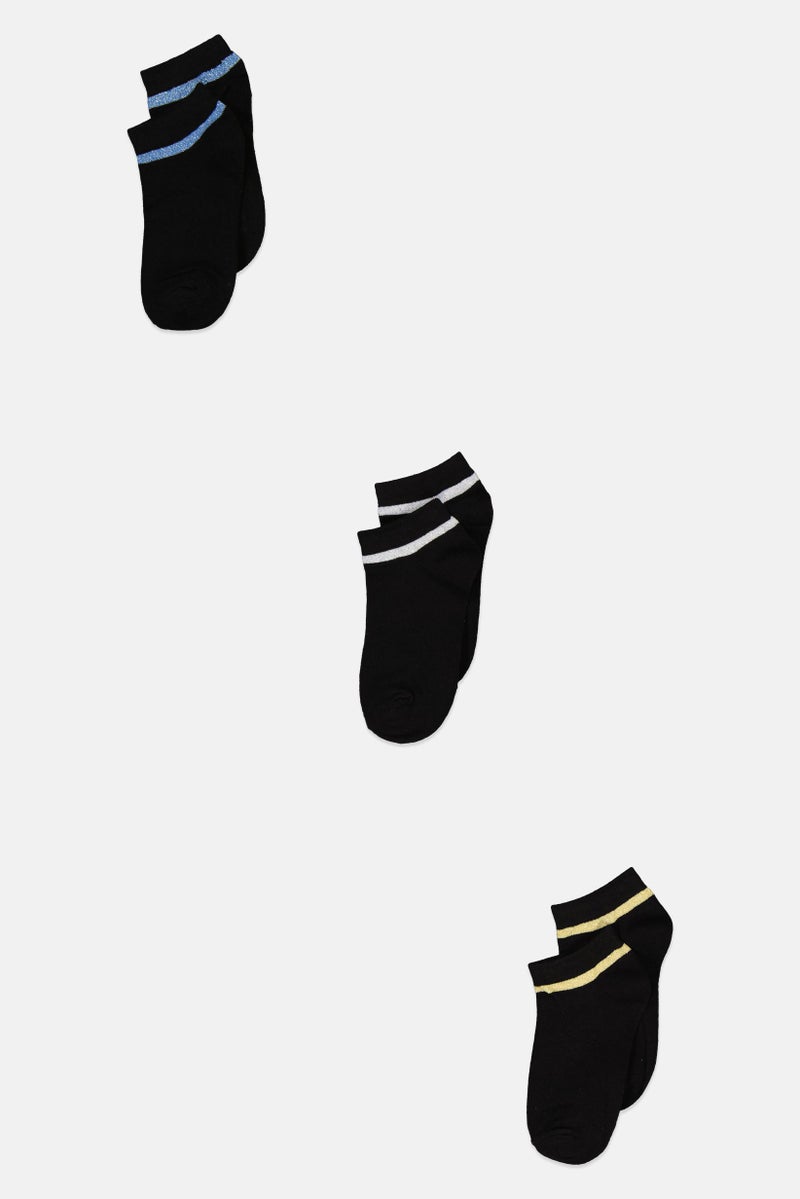 Don't Call Me Jennyfer Women 3 Pairs Textured Ankle Socks, Black - Image 1