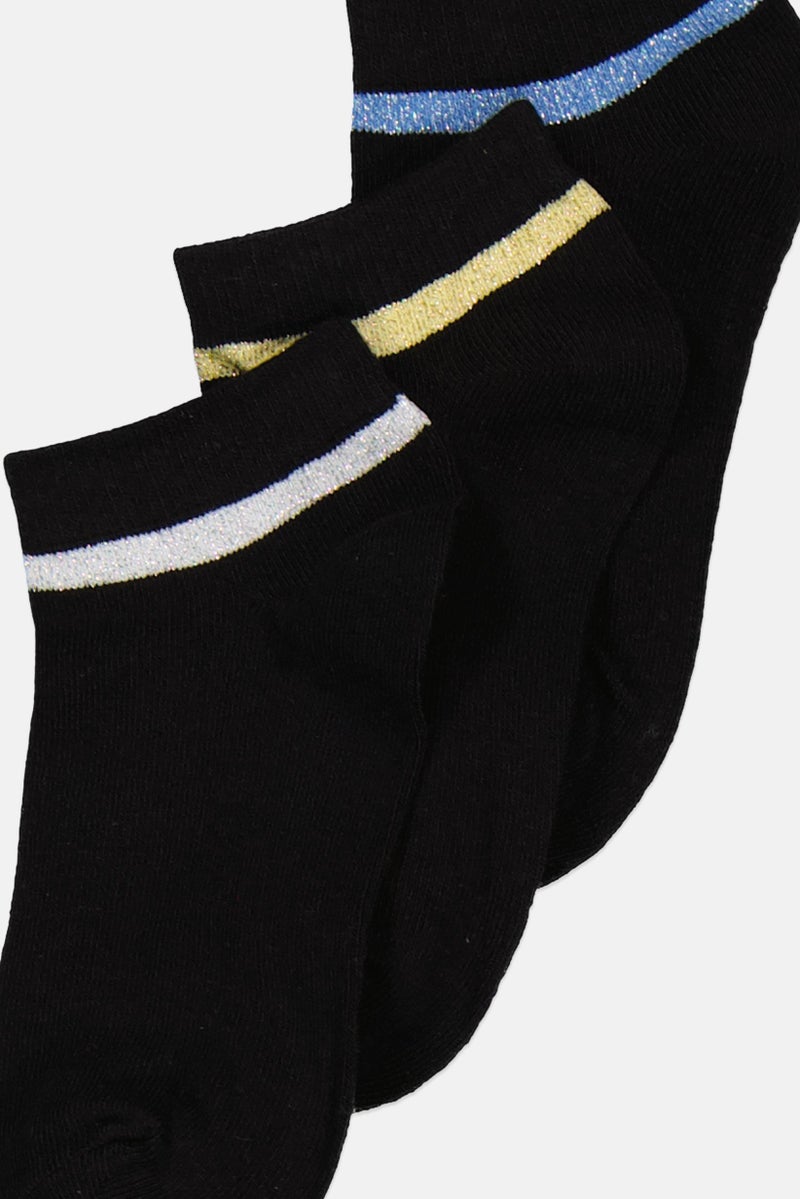 Don't Call Me Jennyfer Women 3 Pairs Textured Ankle Socks, Black - Image 2