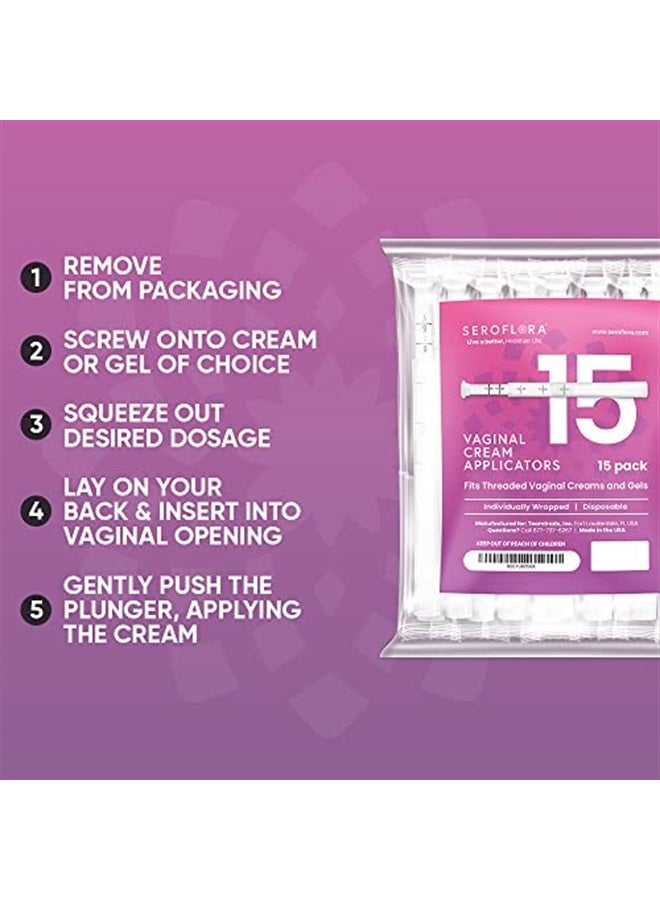 Serovera Seroflora Disposable Plastic Vaginal Applicators - Threaded End to Fit OTC Gels, Lubes or Creams Products - Exact Dosage Measurements (15 Pack) - Image 5