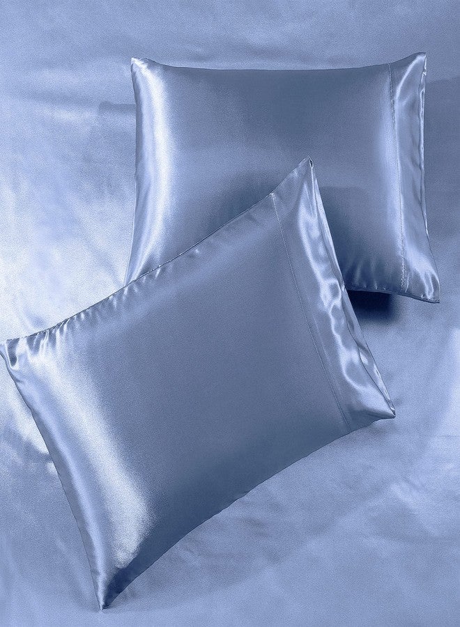 Pure Bedding ملاءات سرير ساتان كوين [4 قطع، أزرق سماوي] ملاءات فاخرة ناعمة كالحرير - طقم ملاءات من الألياف الدقيقة فائقة النعومة 1800، مقاومة للتجاعيد والبهتان والبقع - ملاءة مثبتة بجيب عميق، ملاءة مسطحة، أغطية وسائد - Image 2