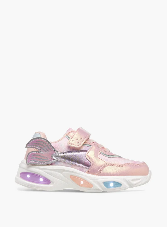 JUNIORS Mermaid Applique Light-Up Sneakers with Hook and Loop Closure