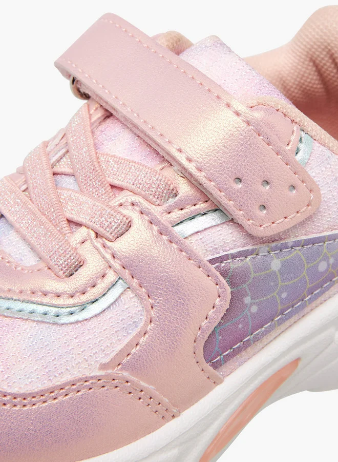 JUNIORS Mermaid Applique Light-Up Sneakers with Hook and Loop Closure