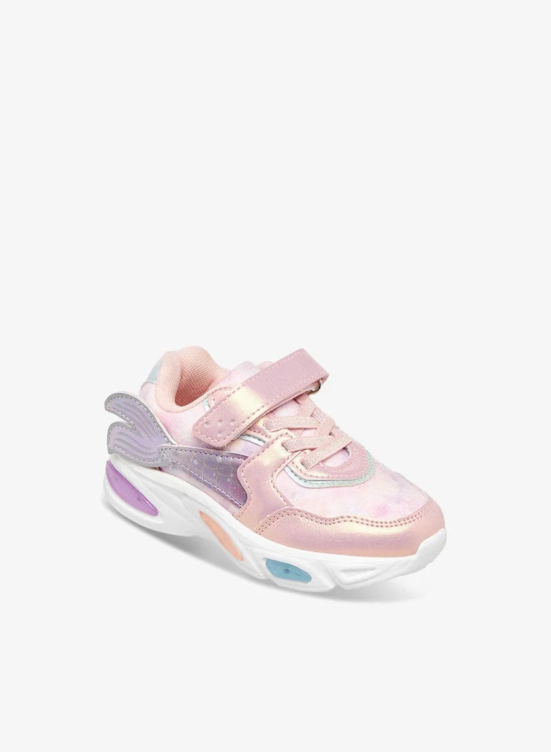 JUNIORS Mermaid Applique Light-Up Sneakers with Hook and Loop Closure