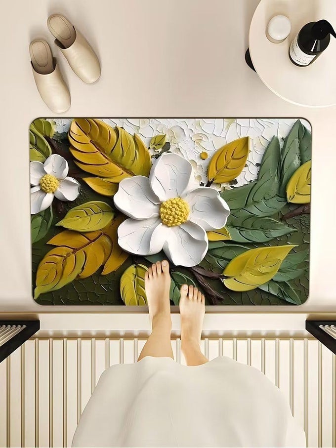 BATHROOM MAT,DOOR MAT DOOR MAT, RUBBER NON-SLIP QUICK DRY RUGS FIT UNDER DOOR SUPER ABSORBENT THIN FASHION WASHABLE OVAL FLOOR BATH MAT FOR BATHROOM, BATHTUB, SHOWER AND SINK (2, BENTOO)