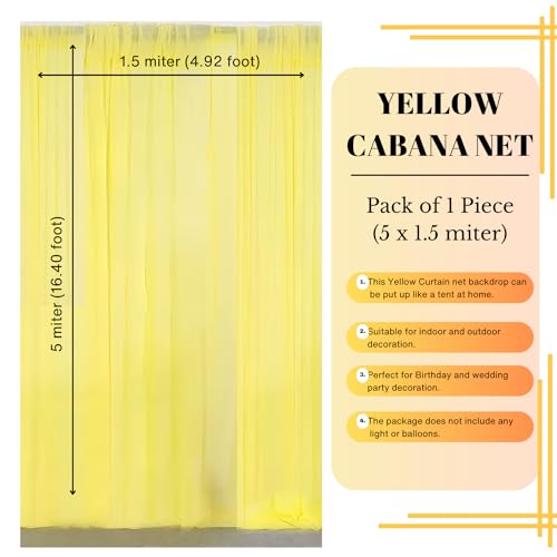1iAM Yellow Decoration Net Pack of 1-1pc Transparent, 5x1.5m Large, Nylon Made Backdrop Net for Home, Office, Party Decor | Suitable for Birthdays, Anniversary Event - Image 2