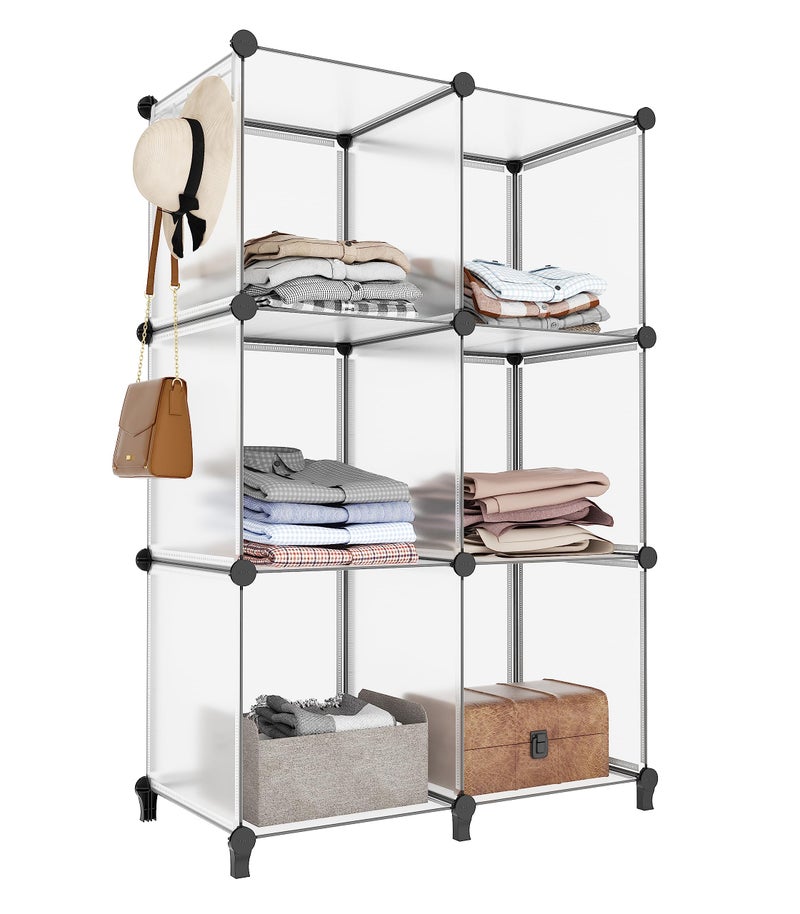 HOMIDEC HOMIDEC 6Cube Storage Organizer Closet Organizer Storage Shelf Bookcase Bookshelf with Metal Hammer Storage Cubes Organizer Cabinet for Kids Closet Bedroom Bathroom 118x118x118 inch 