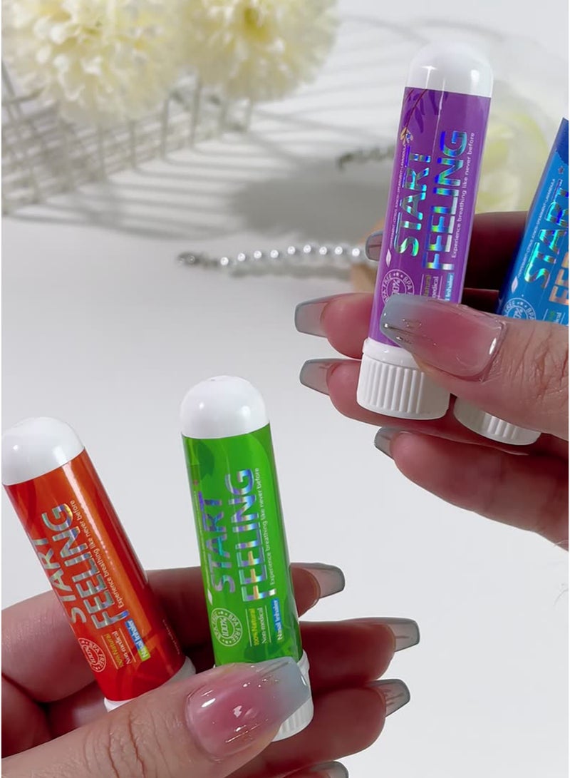 START FEELING 4pcs On-the-Go Portable Aromatherapy Nasal Inhaler Personal Diffuser Sniffer Stick With Essential Oils Refreshing Menthol for Stress Anxiety Relief Soothes Comforts Boosts Focus  - Image 2