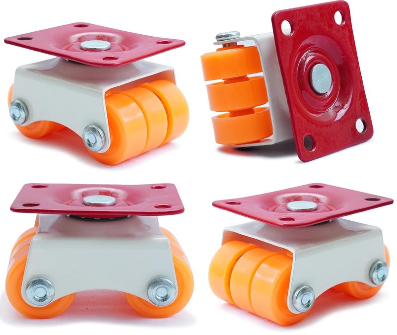 Hepiack 6Wheels Mini Revolving Castor Wheel Orange for Furniture Sofa Table 300 kg Capacity Mini 4 pcs Set 30mm - Image 3