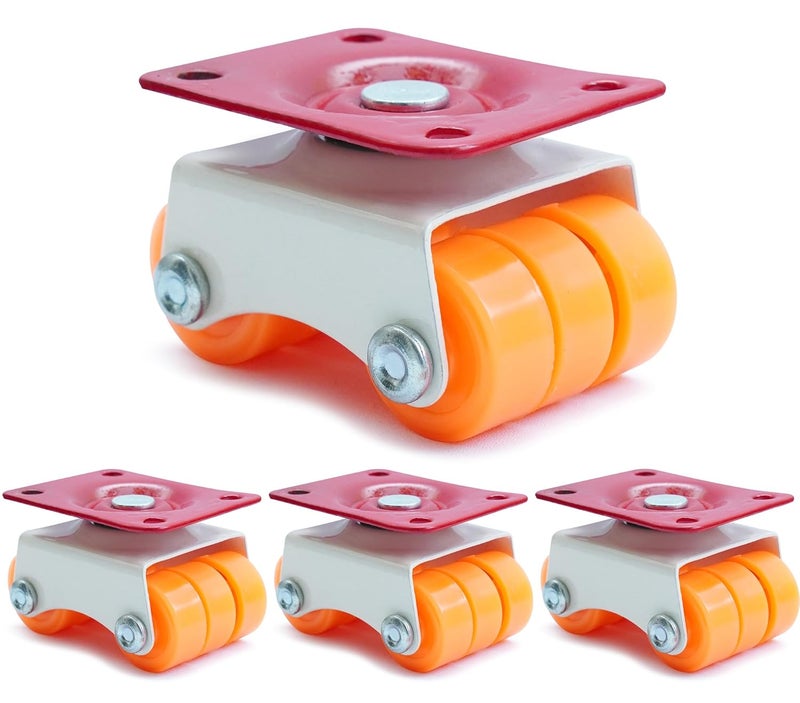 Hepiack 6Wheels Mini Revolving Castor Wheel Orange for Furniture Sofa Table 300 kg Capacity Mini 4 pcs Set 30mm - Image 1