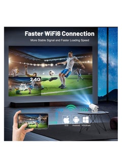 OTTAL Mini Projector with WIFI 6 and Bluetooth, 4K 1080P Support Portable Projector 180° Rotatable 130'' Screen Movie Projector Auto Keystone Compatible for Laptop, PC, Smartphone (White)  - Image 2