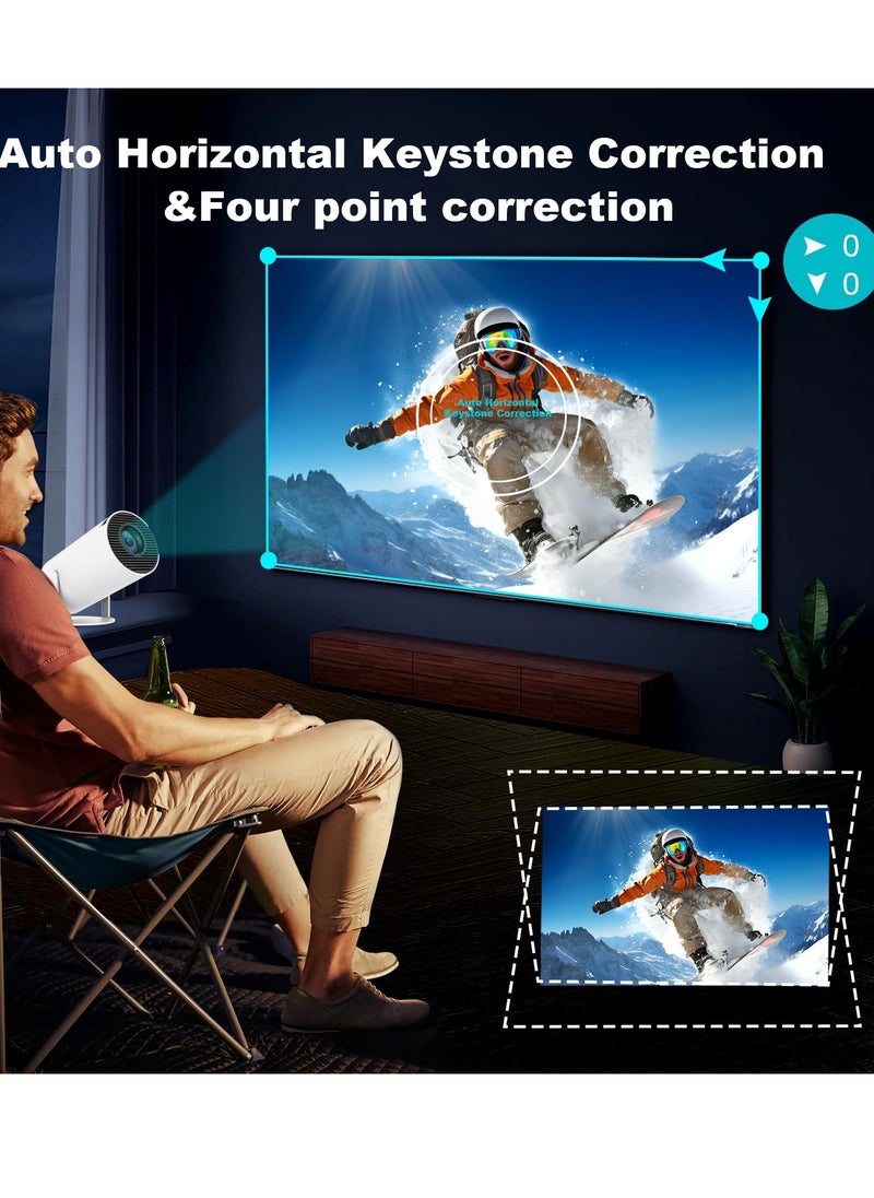 OTTAL - Mini Projector with WIFI 6 and Bluetooth, 4K 1080P Support Portable Projector 180° Rotatable 130'' Screen Movie Projector Auto Keystone Compatible for Laptop, PC, Smartphone (White) - Image 1