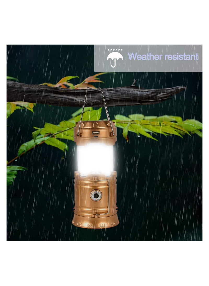 SYOSI Solar Camping Lights 2 Packs, USB Direct Charge Ultra Bright LED Collapsible Water Resistant Lanterns Flashlights - Image 2