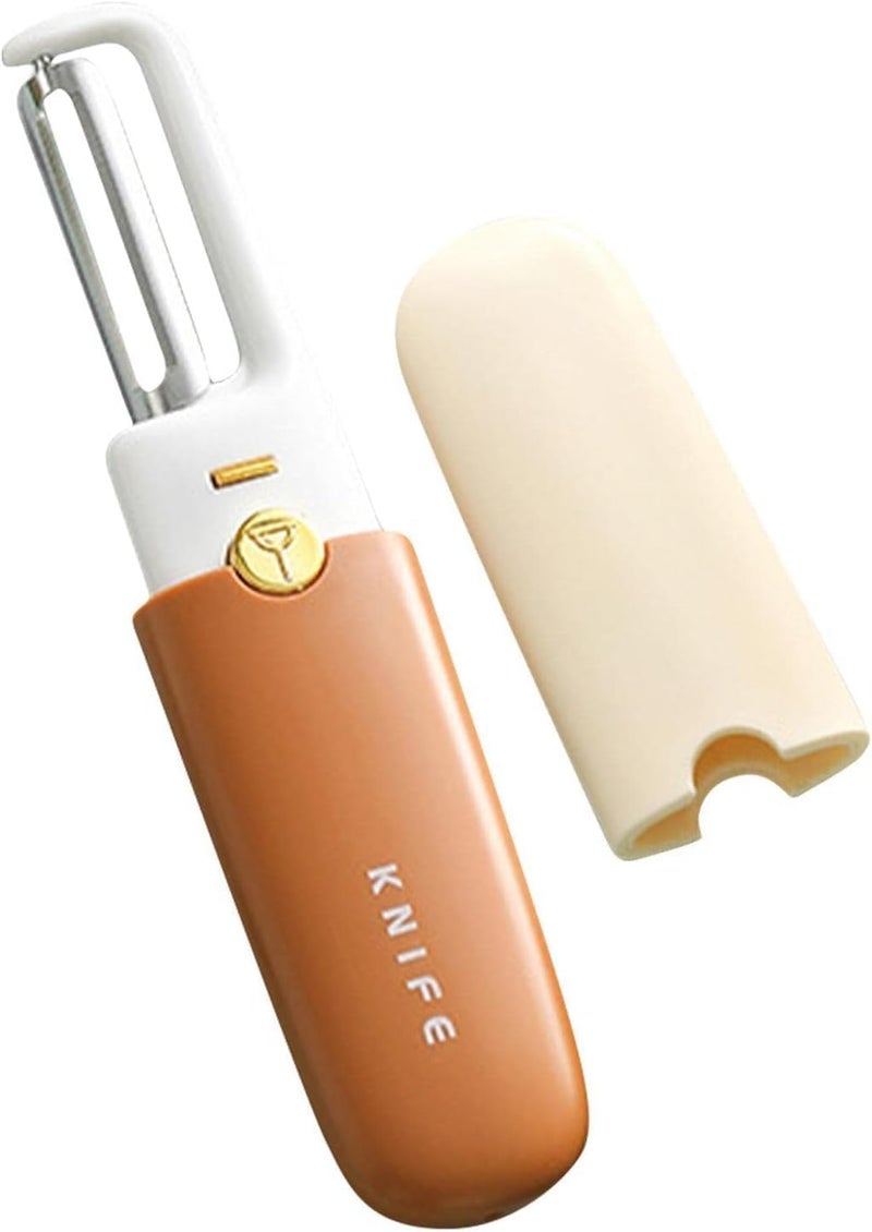 NISHIV Multifunctional 2in1 Stainless Steel Fruit Knife Peeler Fruit and Vegetable Peeler DualUse Knife Outdoor Kitchen Tools Portable Peeling Fruit Peeler Pack of 1 - Image 4