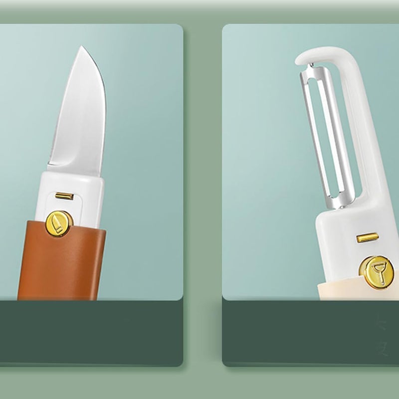 NISHIV Multifunctional 2in1 Stainless Steel Fruit Knife Peeler Fruit and Vegetable Peeler DualUse Knife Outdoor Kitchen Tools Portable Peeling Fruit Peeler Pack of 1 - Image 3