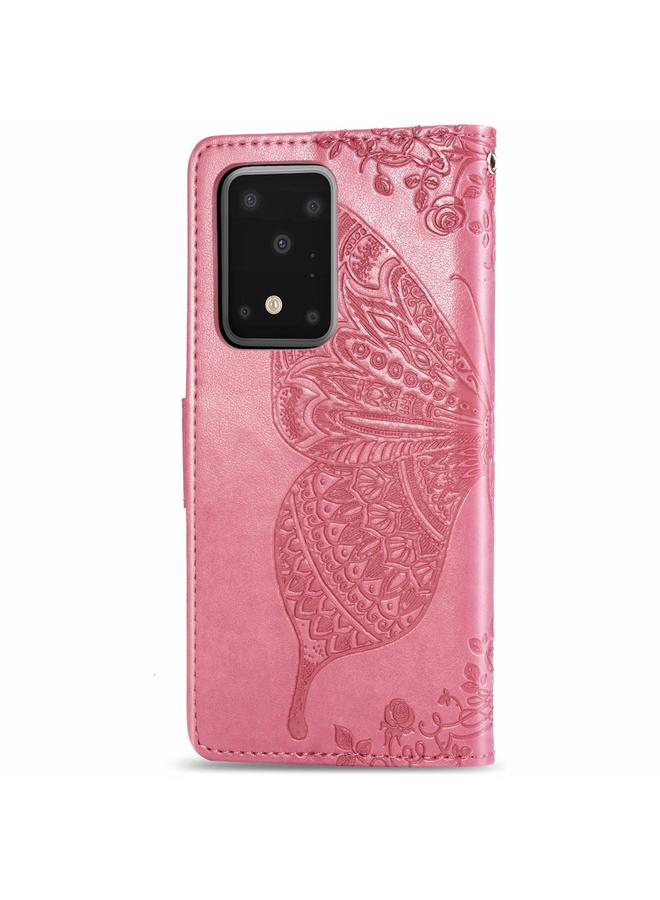 S-TOP Case For Samsung Galaxy S20 Ultra Butterfly Love Flower Embossed Horizontal Flip Leather Case with Bracket / Card Slot / Wallet / Lanyard - Image 4