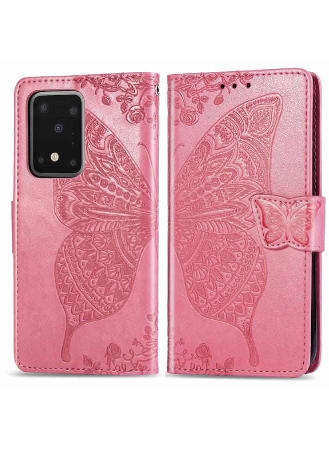 S-TOP Case For Samsung Galaxy S20 Ultra Butterfly Love Flower Embossed Horizontal Flip Leather Case with Bracket / Card Slot / Wallet / Lanyard - Image 2